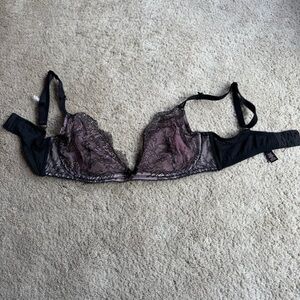 Victoria's Secret Black and Pink Lace Bra 32D